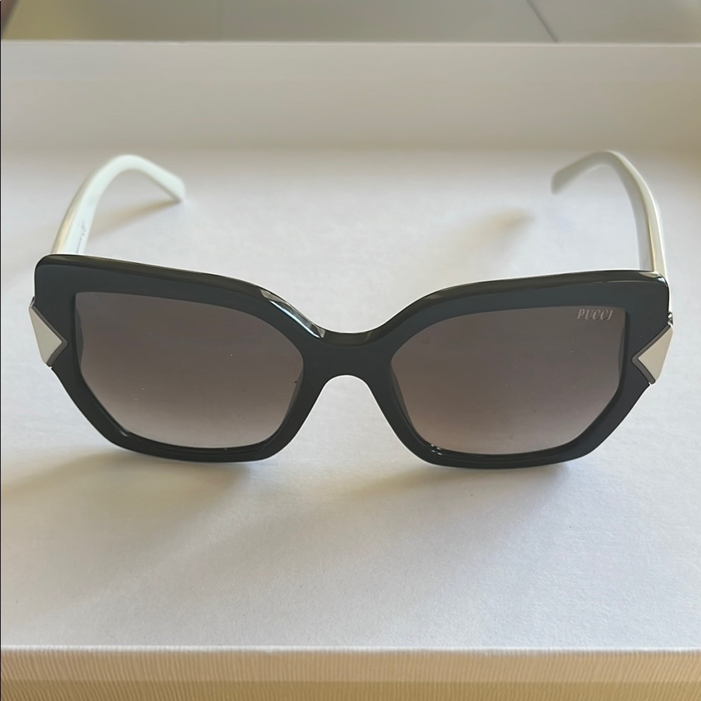 Emilio Pucci Black and White Oversized Square Sunglasses